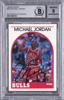 1989/90 Hoops #200 Michael Jordan Signed Card – BGS MINT 9 Signature